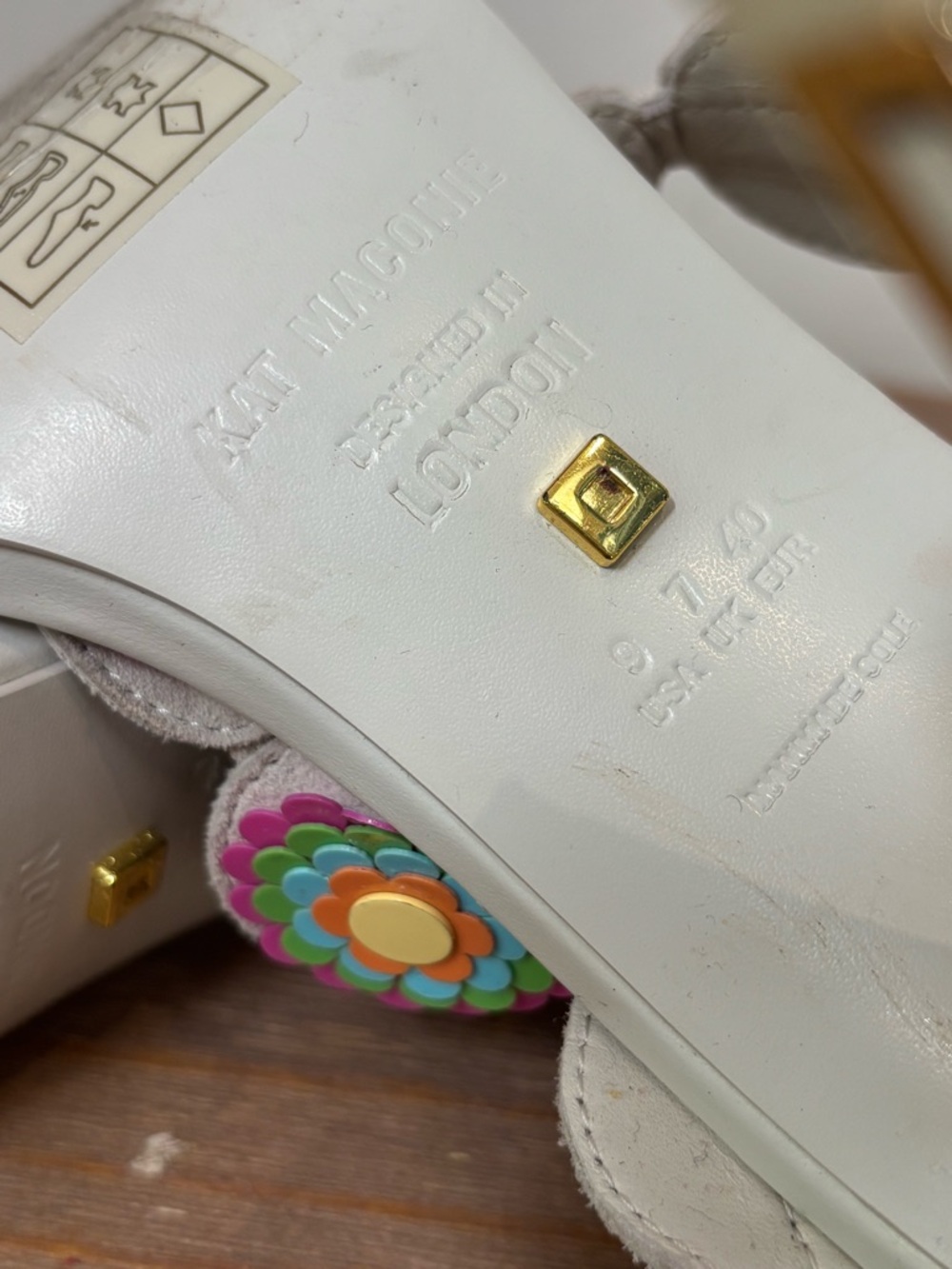 Kat Maconie Iza white with leather flowers sandals 9 $358 - Picture 8 of 9